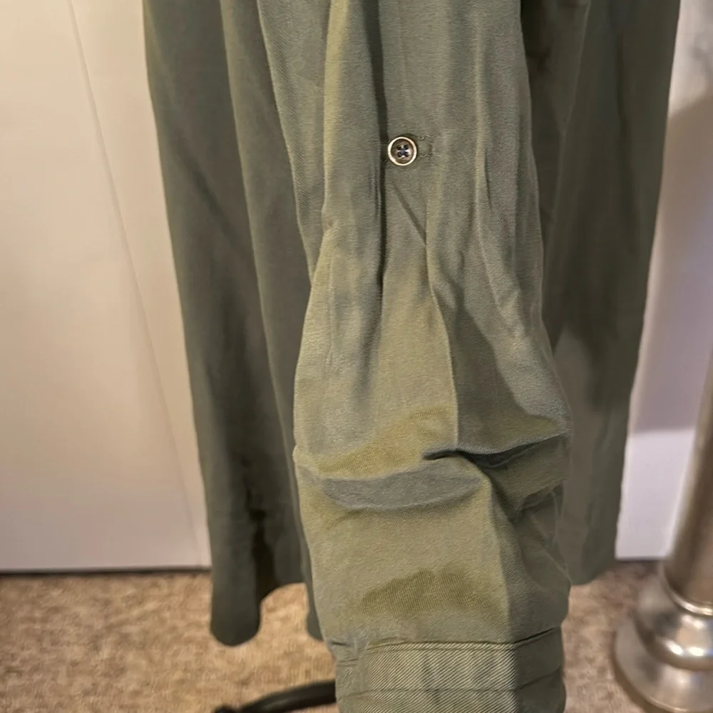 Terra & Sky collared long sleeve button up dress with rollup sleeves - Picture 5 of 6